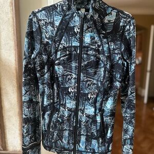 lululemon athletica Black and Blue Abstract Print Zip Jacket